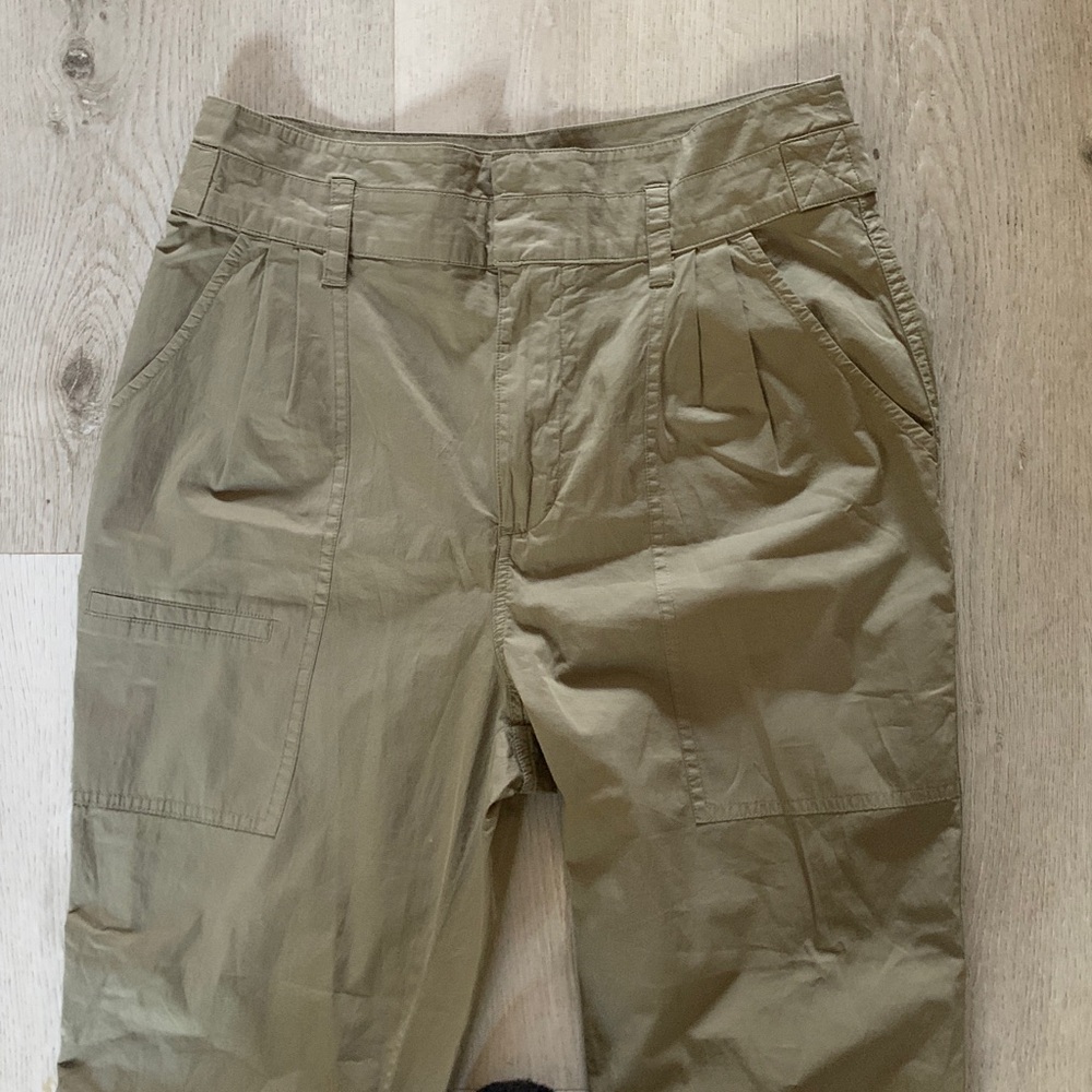 Frame twiil pleaded green pants size 6 cotton military‎ safari high waisted - Picture 13 of 15